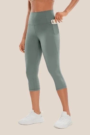 High-Waist Yoga Capri Leggings with pockets Yoga Clothing Awakening Ride Dark Green US XXS(00) 