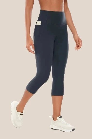 High-Waist Yoga Capri Leggings with pockets Yoga Clothing Awakening Ride Navy US XXS(00) 