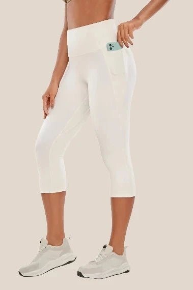 High-Waist Yoga Capri Leggings with pockets Yoga Clothing Awakening Ride White US XXS(00) 