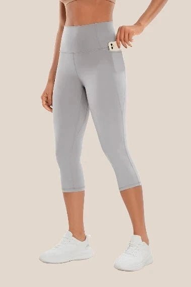 High-Waist Yoga Capri Leggings with pockets Yoga Clothing Awakening Ride Light Grey US XXS(00) 