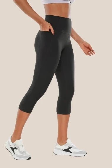 High-Waist Yoga Capri Leggings with pockets Yoga Clothing Awakening Ride Black US XXS(00) 