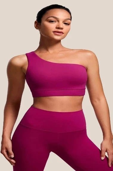 One-Shoulder Yoga Bra Yoga Clothing Awakening Ride Light Purple US XXS(00) 