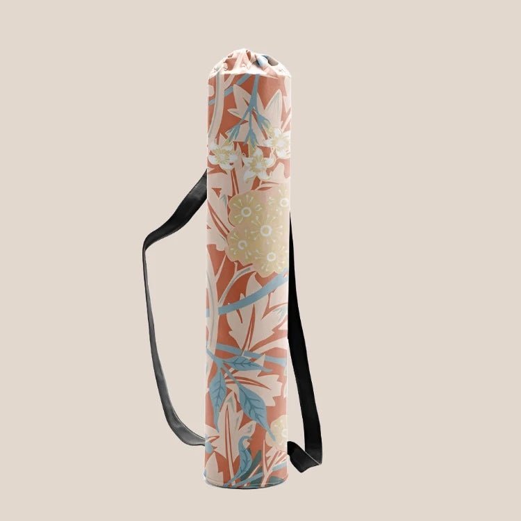 Ultimate Durability Yoga Mat Bag Yoga Accessories Awakening Ride Beige and Blue Leaves  