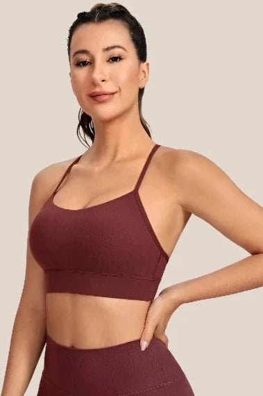 Women Y-Back Racerback Sport Bra Yoga Clothing Awakening Ride Brown X-Small 